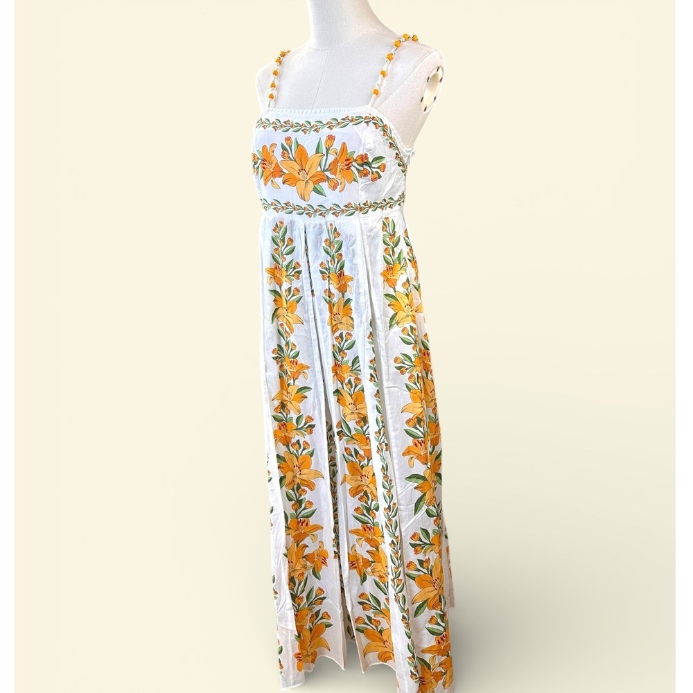 Farm Rio NWT SZ MED Trophical lightness off white Maxi Dress Floral Print Flowy - Picture 4 of 16